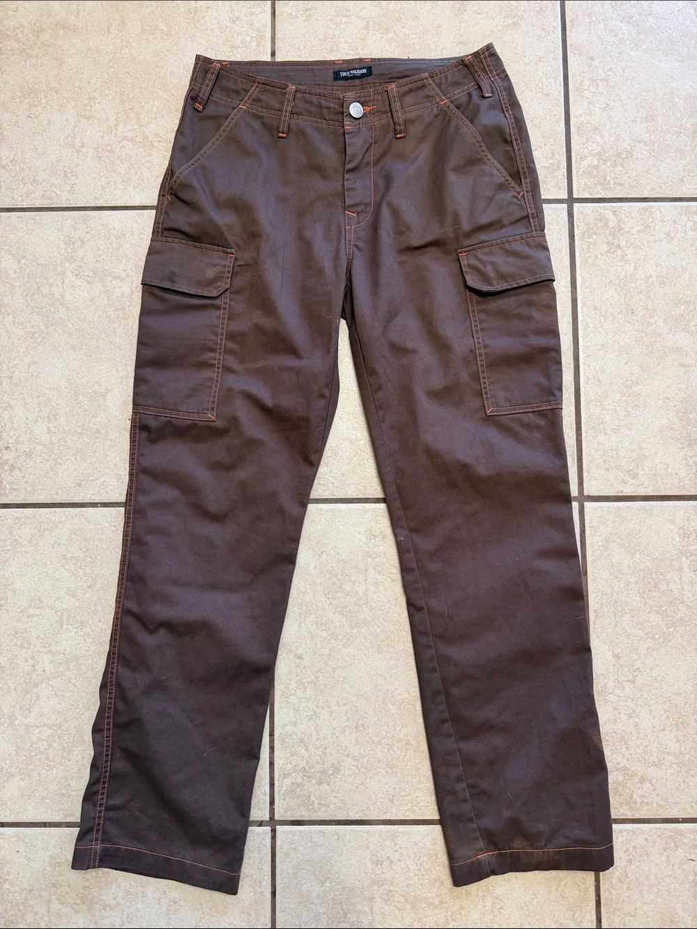 True Religion Brown Cargo Pants Men’s 30 Utility Y2K Streetwear Flap Pocket